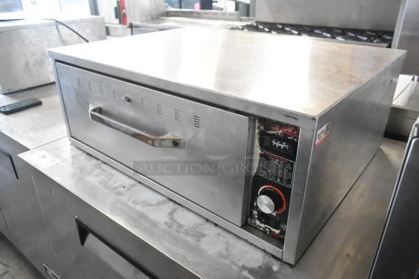 Hatco stainless steel single drawer warming drawer, 115 volts, 1 phase, control panel visible, used condition.