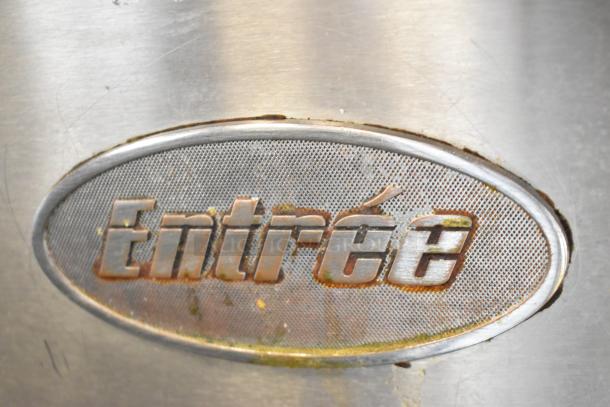 Entree F3-N stainless steel deep fat fryer, natural gas, 90,000 BTU, includes 2 metal fry baskets. Visible wear.