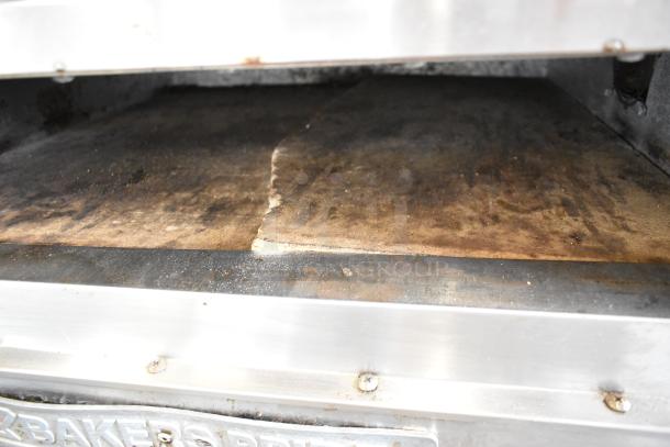 2021 Bakers Pride EP-2-2828 SuperDeck pizza oven, stainless steel, 2 decks, broken cooking stones, 208 volts, 1 phase.