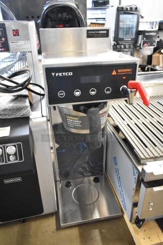 BRAND NEW SCRATCH AND DENT! 2025 Fetco CBS-1221 Stainless Steel Commercial Countertop Coffee Machine w/ Hot Water Dispenser and Metal Brew Basket. 120/208-240 Volts, 1 Phase. - Item #1199350