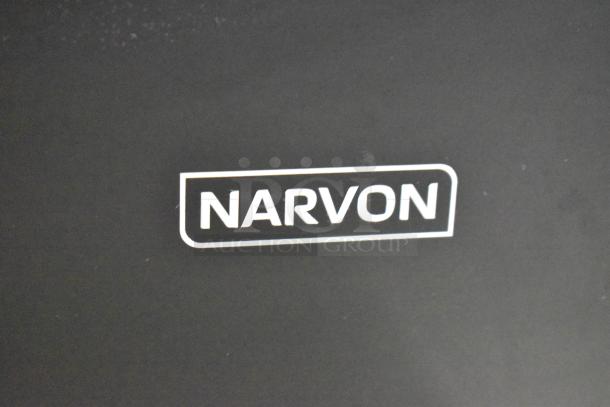 Narvon logo on stainless steel 8 GPH countertop water dispenser, model 23BCWD8, offering chilled, ambient, and sparkling options.