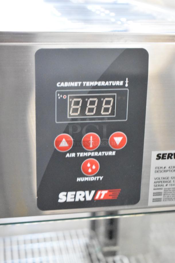 ServIt 423PDW18D2S stainless steel self-service display warmer, digital controls, 4 shelves, 120V, 1 phase, new condition.