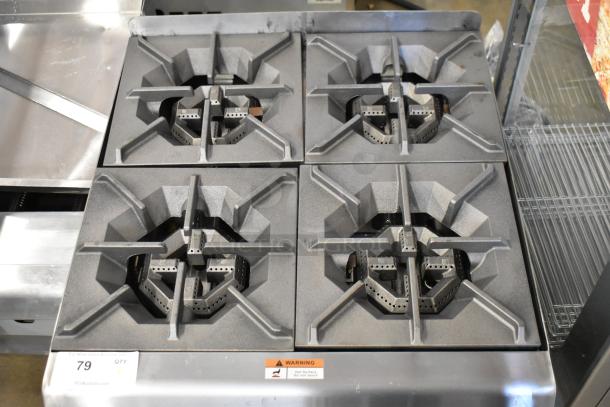 BRAND NEW 2025 Cooking Performance Group 351RCPG24NL, 4-burner gas countertop range, stainless steel, 88,000 BTU, scratch and dent condition.