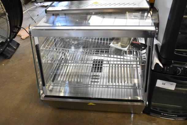 ServIt 423HDM26SA stainless steel 26" heated display case; 3 shelves; broken glass and missing rear doors; 120V.