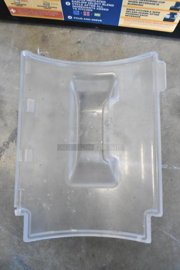 Taylor X83684-12 mixing machine's clear splash guard. Slightly worn condition. Fits countertop beverage machine.