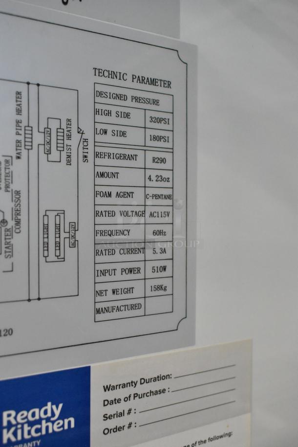 2022 Avantco 178GDC12FHCW commercial single door cooler; features poly-coated racks, commercial casters, 115V, R290 refrigerant.