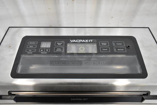 2024 VacPak-It 186VSM12PRO vacuum sealer; 12" seal bar, cutter, roll holder; 120V, 1 phase; control panel shown.