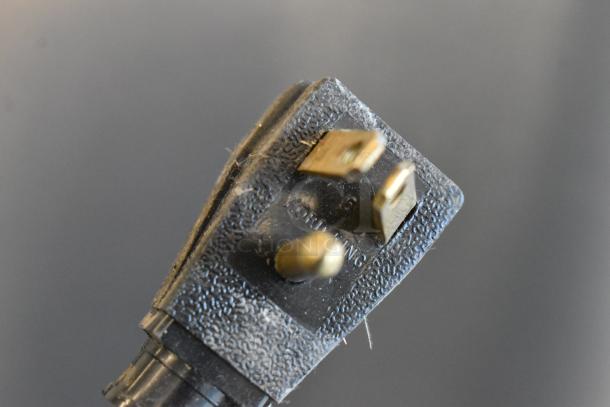 Close-up of power plug for True T-19F commercial freezer, highlighting standard 115-volt compatibility.