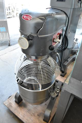 BRAND NEW SCRATCH AND DENT! Avantco MX40H Metal Commercial Floor Style 40 Quart Planetary Dough Mixer w/ Stainless Steel Mixing Bowl. Bowl Guard, Dough Hook, Paddle and Whisk Attachments. 240 Volts, 1 Phase. - Item #1199388