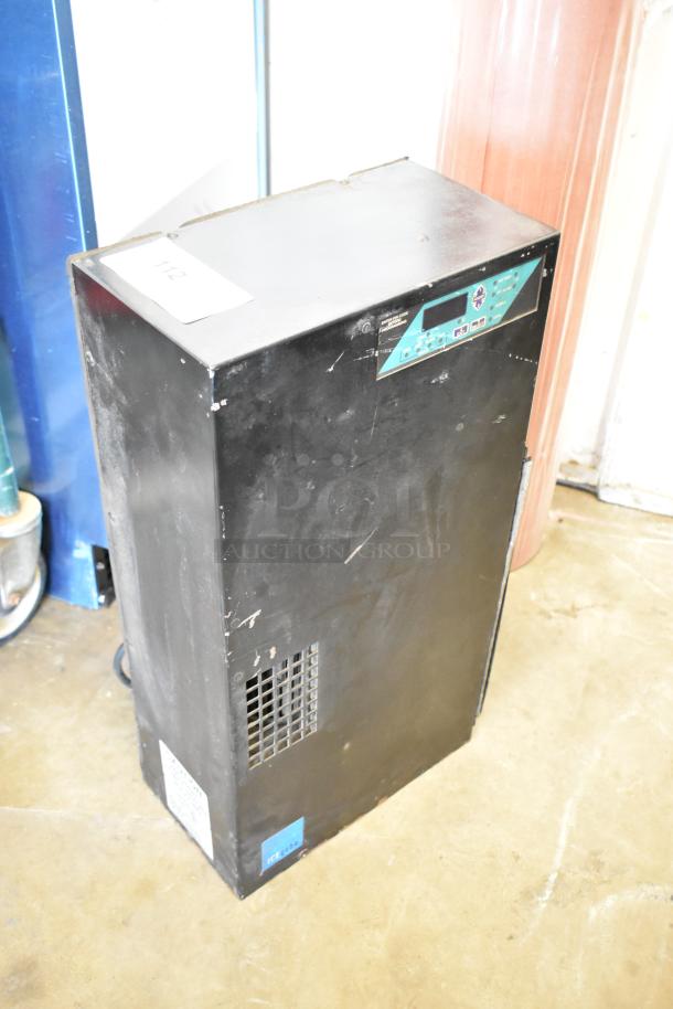 2 Ice Qube IQ1800VS air conditioners, vertical slimline, 120V, single-phase, black, visible control panel, used condition.