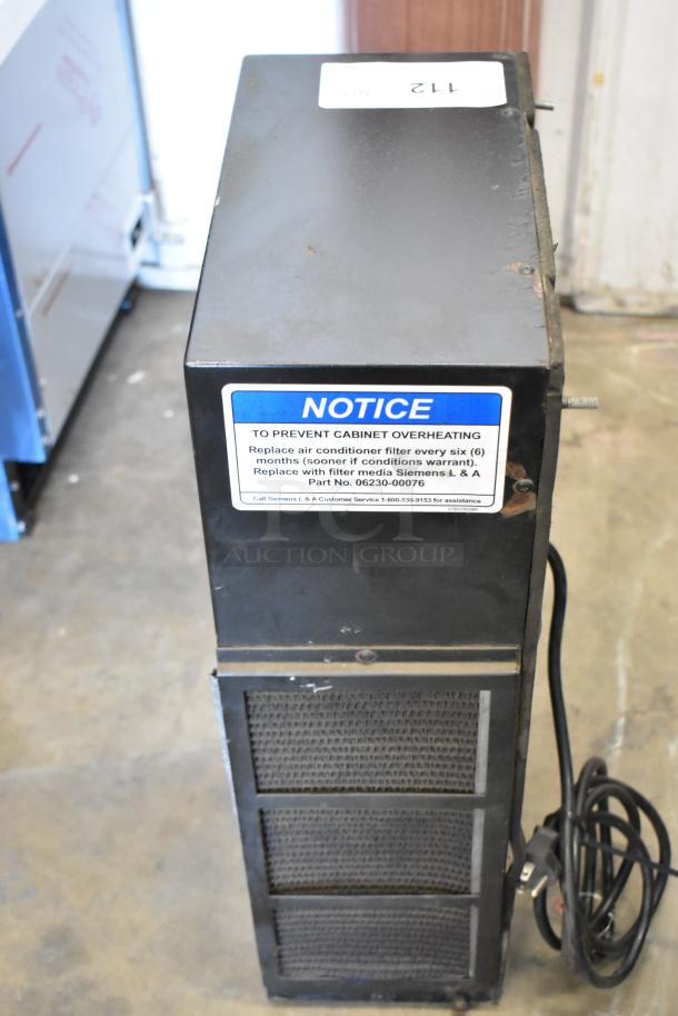Ice Qube IQ1800VS vertical slimline air conditioner, 120V, 1-phase, with maintenance notice; used condition.