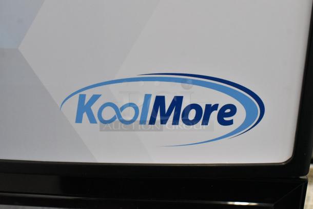 KoolMore KM-MDR-1D-6C cooler merchandiser with logo. Brand new, scratch and dent, 115V, 1-phase.