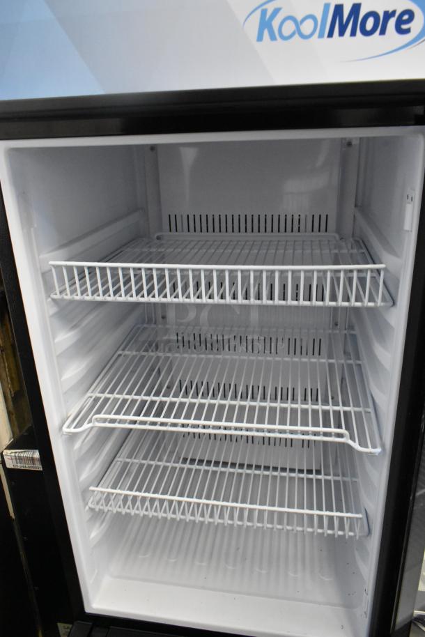 BRAND NEW KoolMore KM-MDR-1D-6C commercial cooler, poly-coated shelves, commercial casters, 115V, single door, scratch/dent.