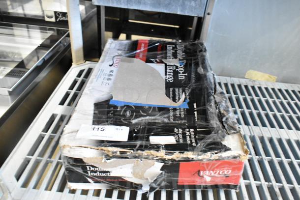 Brand new 2024 Avantco 177ID18DB double induction range in damaged packaging. 208-240V, 1 phase, countertop model.