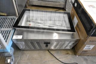 BRAND NEW SCRATCH AND DENT! KoolMore KM-CGD-8HP Stainless Steel Countertop Ice Cream Display case with 4 Pans and Glass Sneeze Guard. See Pictures For Broken Glass. 110-120 Volts, 1 Phase. - Item #1199399