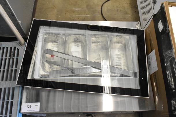 BRAND NEW KoolMore KM-CGD-8HP countertop ice cream display case, stainless steel, with broken glass sneeze guard. 4 pans included.