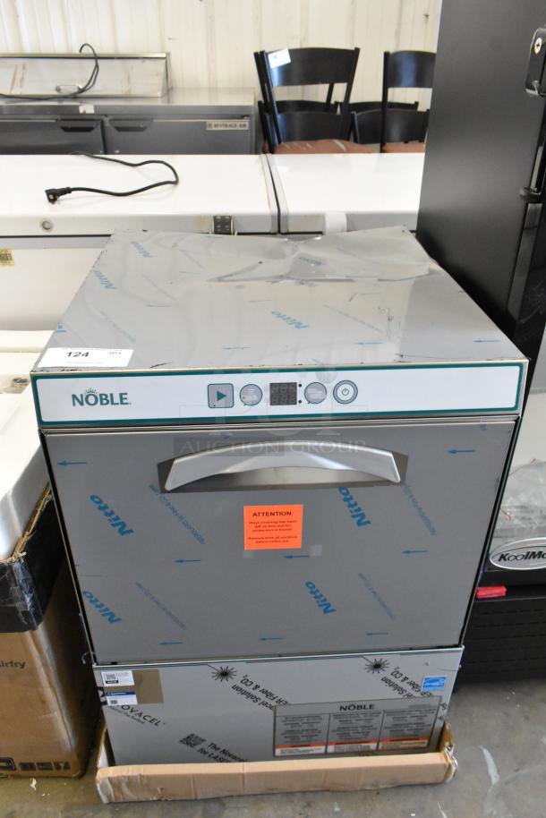 Noble 495HTUC24 stainless steel undercounter dishwasher, high-temp, with booster heater. Brand new, scratch and dent.