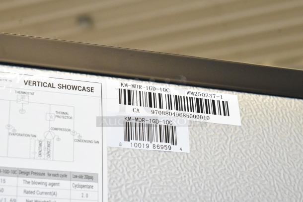 KoolMore KM-MDR-1GD-10C reach-in cooler with poly-coated racks, commercial casters, brand new with slight cosmetic defects.