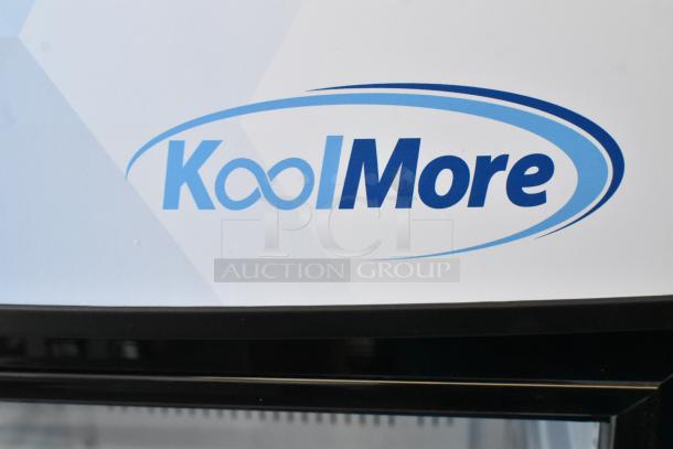 Brand new KoolMore KM-MDR-1D-6C single door cooler. Features metal body, poly coated racks, commercial casters. 115V, 1 phase.