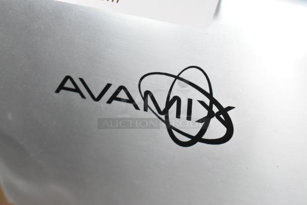 Brand new AvaMix 177CFP5D metal commercial food processor, 120 volts, 1 phase, with visible branding logo. Scratch and dent condition.