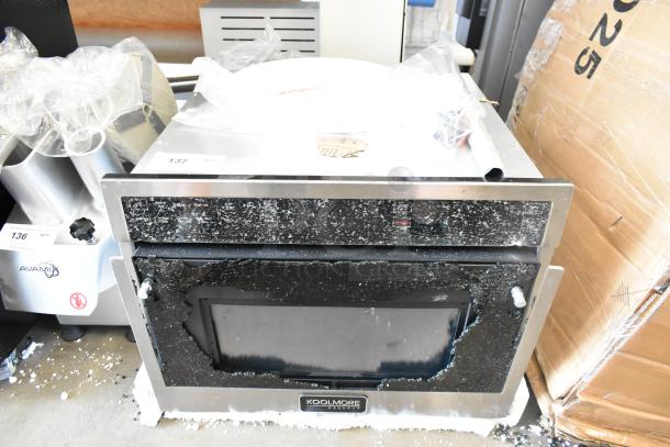 Brand new KoolMore KM-CWO24-AFSS 24" speed oven, convection microwave. Glass damage visible. 120V, 1 phase.