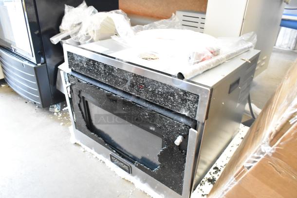 KoolMore KM-CWO24-AFSS 24" speed oven, brand new, visible glass damage, 120V, 1 phase. Stainless steel finish.