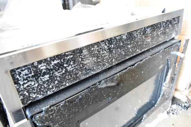 Brand new KoolMore KM-CWO24-AFSS 24" speed oven with glass damage; stainless steel, 120V, 1 phase, convection microwave.