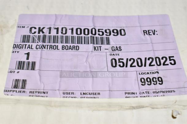 Lincoln CK11010005990 Digital Control Board Kit label, gas type, with date 05/20/2025, located at 9999.