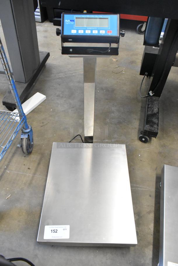 BRAND NEW AvaTek 334BS150TX digital bench scale with tower display, 150 lb capacity. Scratch and dent condition, model number visible.