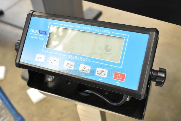 BRAND NEW AvaTek 334BS150TX 150 lb. Digital Receiving Bench Scale, blue tower display, slight scratch and dent, capacity 60kg.