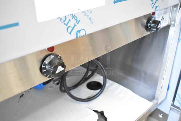 BRAND NEW Advance Tabco SW-4E-240-BS stainless steel electric hot food table. Features knobs, wiring, scratch and dent condition.