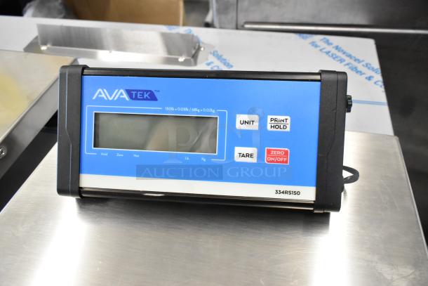 Brand new AvaTek 334RS150 digital receiving scale, 150 lb capacity, scratch and dent, with remote display and control buttons.