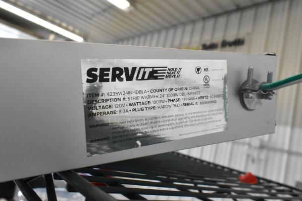 Brand new 2024 ServIt 423SW24INHDBLA 24" double strip warmer with dual adjustable controls. 120V, 1 phase, 1000W.