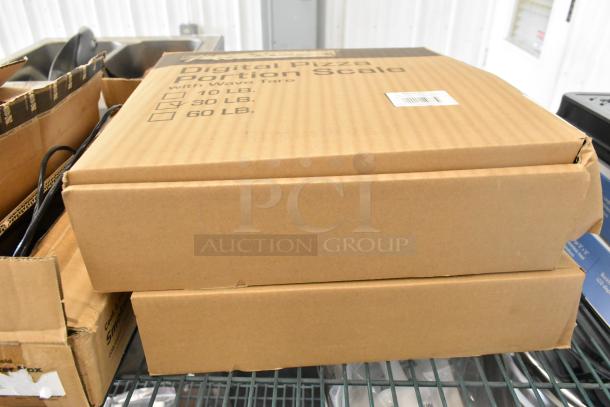 Two AvaTek 334PZ30 pizza/portion scales in box. New scratch and dent, wireless digital display, 30 lb capacity.
