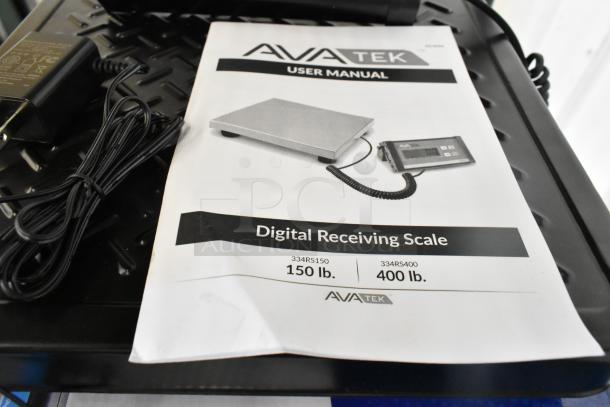 AvaTek 334RS400T digital receiving scale, 400 lb. capacity, with remote display. Includes user manual and power adapter, brand new.