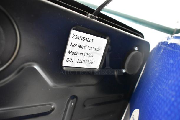 AvaTek 334RS400T receiving scale, 400 lb. capacity, remote display, "Not legal for trade" label, Made in China, S/N: 250105981.
