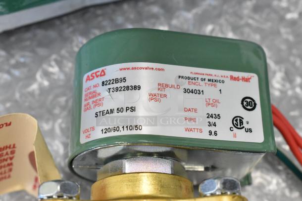 BRAND NEW Cleveland FK22193 Solenoid Valve Kit, 3/4 x 3/4, 120V, ASCO brand, steam 50 PSI, Cat. No. 8222B95.