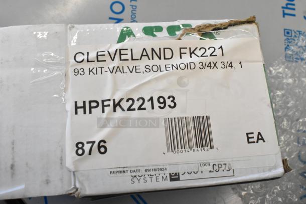 BRAND NEW SCRATCH AND DENT! HPFK22193 Cleveland FK22193 Solenoid Valve Kit, 3/4 x 3/4, 120V, original packaging.