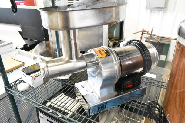 Brand new 2024 Backyard Pro Butcher Series #12 electric meat grinder, model 554BSG12, stainless steel, 120V, minor dents.