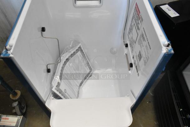 Brand new Hoshizaki C-80BAK-AD ADA compliant ice machine, stainless steel, 27 lb bin, 92 lb capacity. Scratch and dent condition.