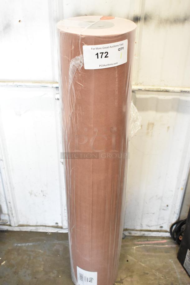 Brand new Choice 43336PEA 36"x700' 40 lb. pink/peach butcher paper roll, slight scratch and dent, labeled with auction details.
