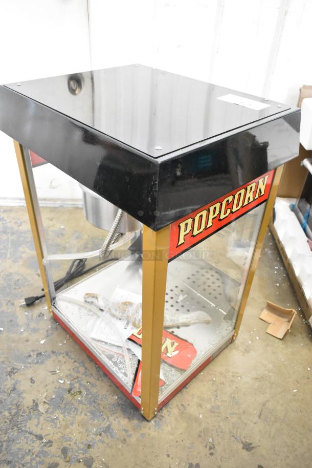 Brand new scratch and dent 2023 Benchmark USA 11080 Street Vendor 8 oz. Red Popcorn Machine, 120V, 1 Phase.