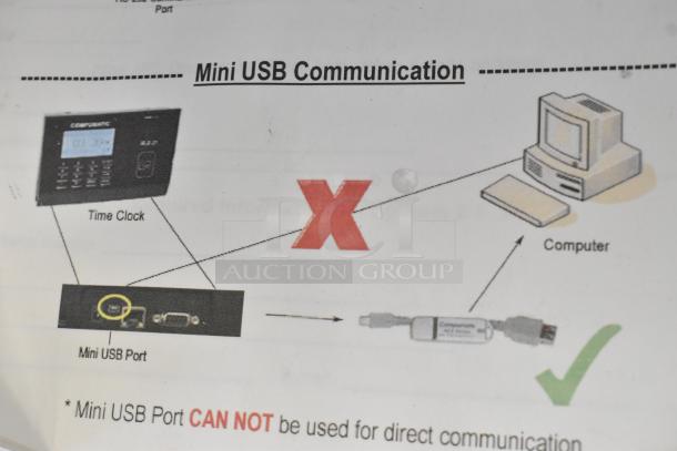 ALL ONE MONEY! Lot with diagram for Mini USB Communication, showing a time clock, mini USB port, and computer connections.