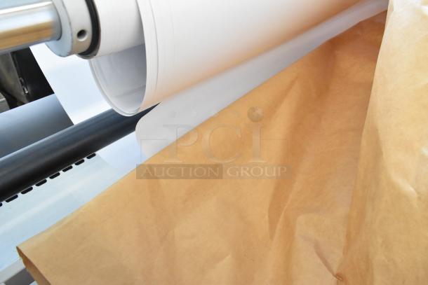 GBC GBC3064WF large format printer, floor style, showing paper feed mechanism. Operates on 220 volts, 1 phase.