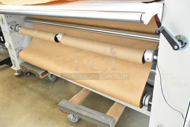 GBC GBC3064WF floor style large format printer, 220 volts, 1 phase, visible paper roll, good condition, on wheels.