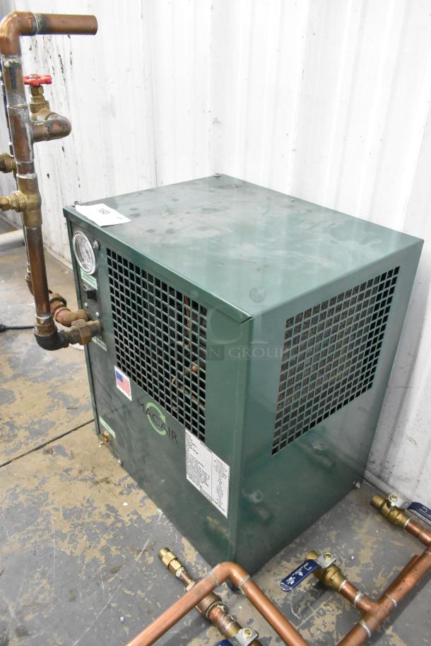 Macair HX25A-1 Refrigerated Air Dryer, metal casing, 115V, 1 Phase, visible gauge, label, and American flag sticker.