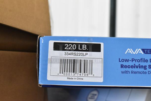 AvaTek 334RS220LP 220 lb. low-profile digital receiving scale box. Features barcode and "Made in China" label.