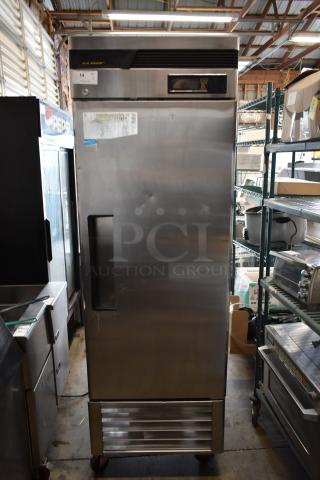 Turbo Air TSR-23SD Stainless Steel Commercial Single Door Reach In Cooler w/ Poly Coated Racks on Commercial Casters. 115 Volts, 1 Phase.