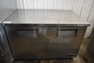 True TUC-48 Stainless Steel Commercial 2 Door Undercounter Cooler on Commercial Casters. 115 Volts, 1 Phase.