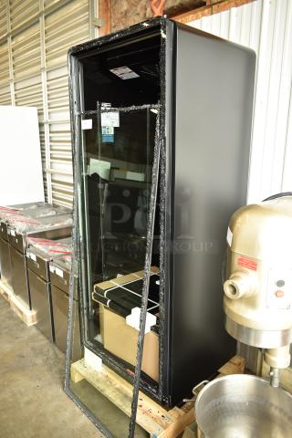 BRAND NEW SCRATCH AND DENT! 2025 True CVM-27-HC Metal Commercial Single Door Reach In Cooler Merchandiser. See Pictures for Glass and Door Damage. 115 Volts, 1 Phase.